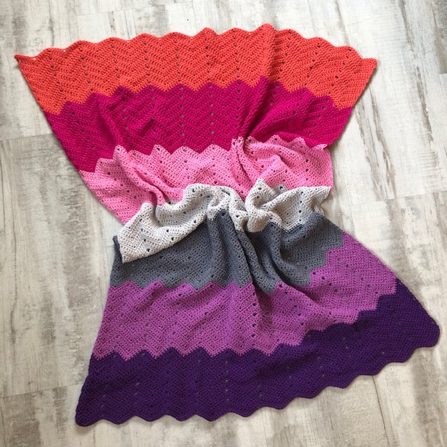 Raspberry Ripple Crochet Blanket Pattern