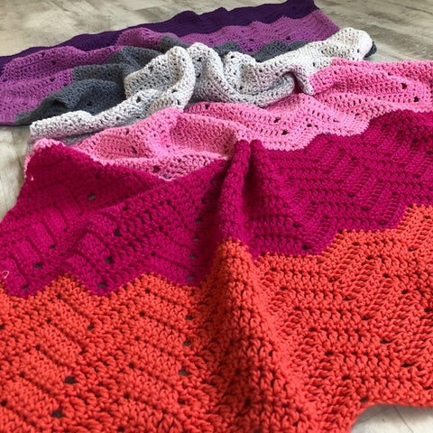 Raspberry Ripple Crochet Blanket Pattern